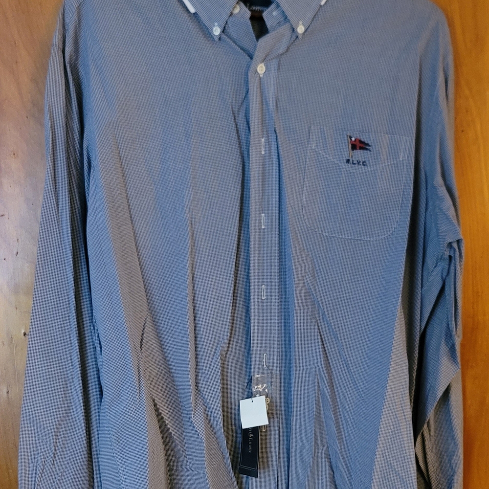 Ralph Lauren Light Blue Gingham Shirt XXL Blue/white